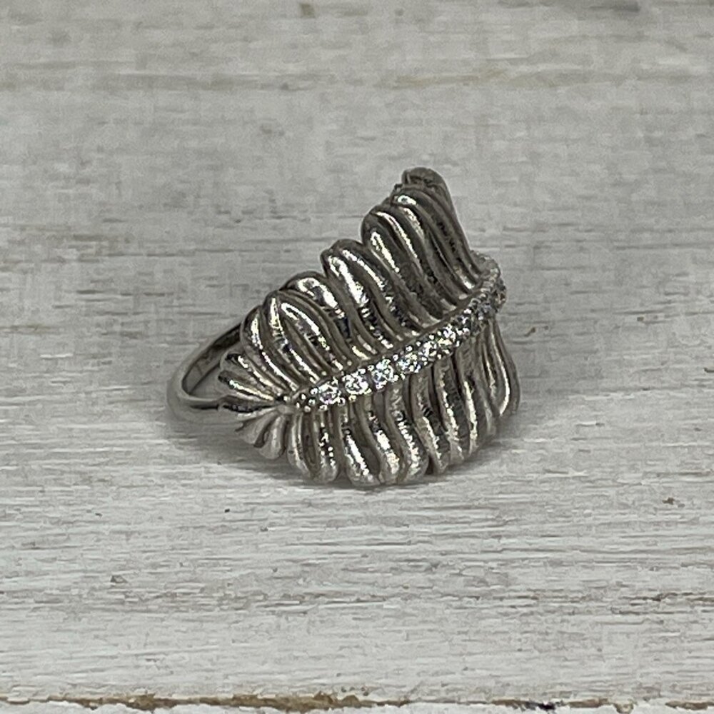 JACMEL MAURITIUS 925 Sterling Silver Vintage Italy CZ Modernist Ring Size 8